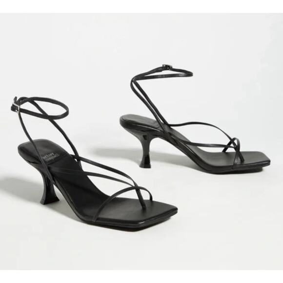 Jeffrey Campbell sz 7.5 Fluxx Kitten Heels black strappy open toe heel - Picture 1 of 7